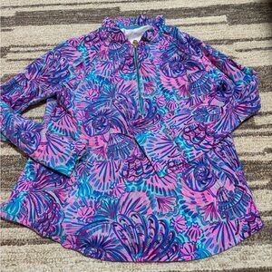 Lilly Pulitzer Pink and Blue Patterned Zip Up